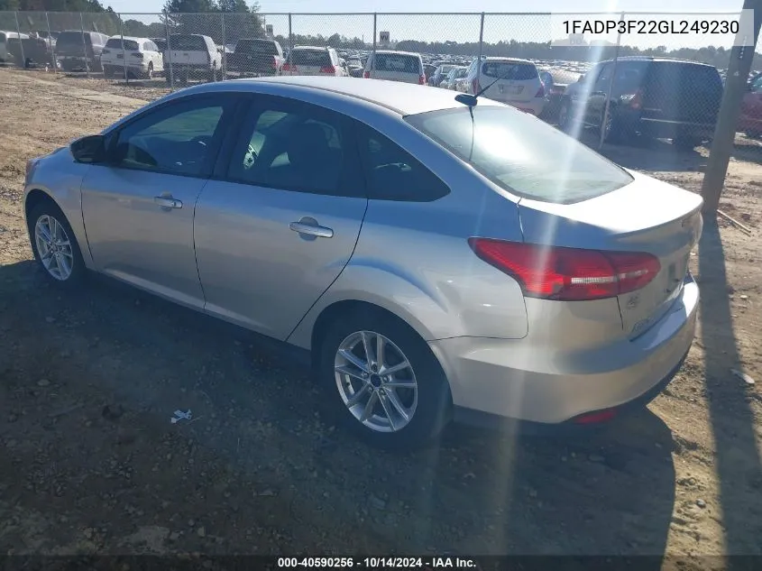 2016 Ford Focus Se VIN: 1FADP3F22GL249230 Lot: 40590256