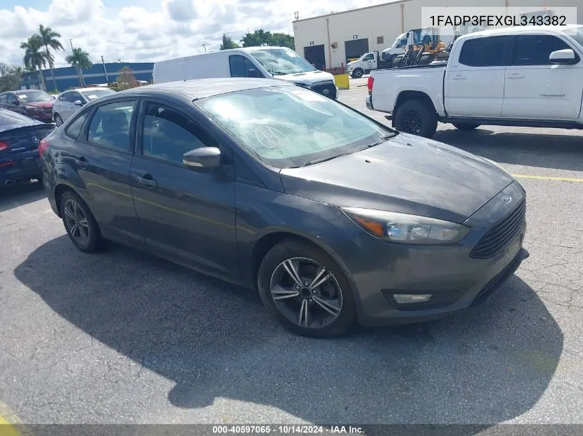 2016 Ford Focus Se VIN: 1FADP3FEXGL343382 Lot: 40597065