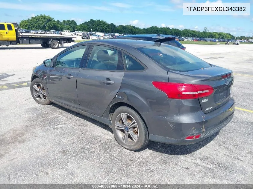 2016 Ford Focus Se VIN: 1FADP3FEXGL343382 Lot: 40597065