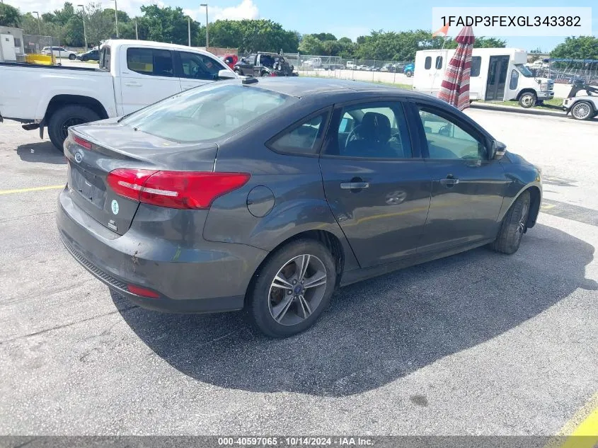 2016 Ford Focus Se VIN: 1FADP3FEXGL343382 Lot: 40597065