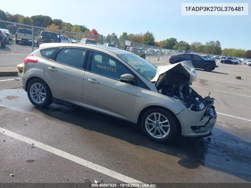 2016 Ford Focus Se VIN: 1FADP3K27GL376481 Lot: 40597525