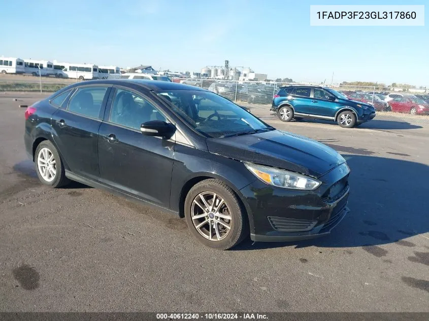 2016 Ford Focus Se VIN: 1FADP3F23GL317860 Lot: 40612240