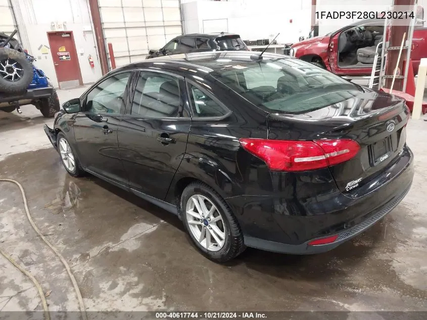 2016 Ford Focus Se VIN: 1FADP3F28GL230214 Lot: 40617744