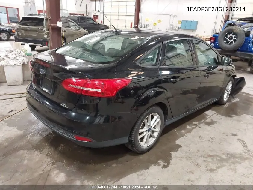 2016 Ford Focus Se VIN: 1FADP3F28GL230214 Lot: 40617744