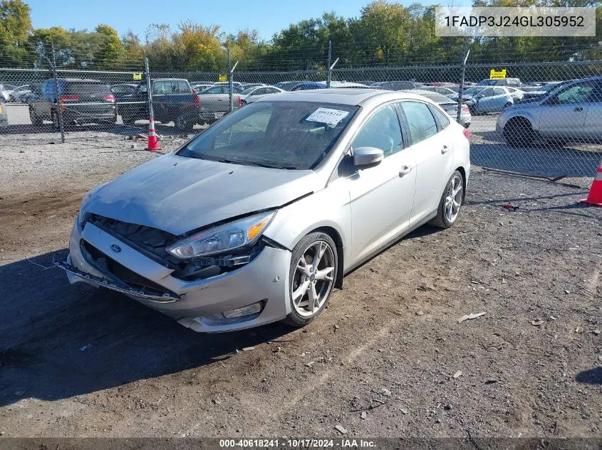 2016 Ford Focus Titanium VIN: 1FADP3J24GL305952 Lot: 40618241