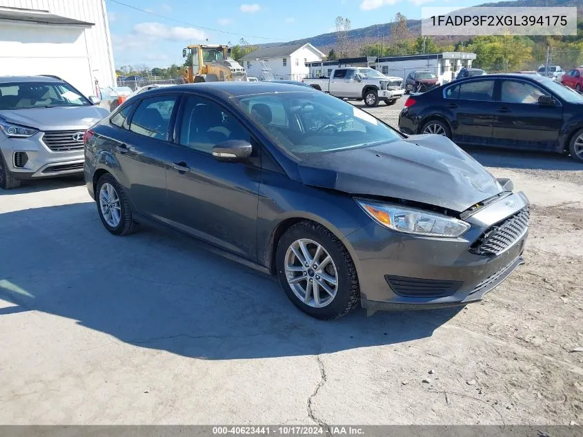 2016 Ford Focus Se VIN: 1FADP3F2XGL394175 Lot: 40623441