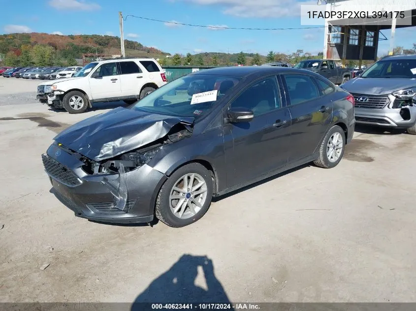 2016 Ford Focus Se VIN: 1FADP3F2XGL394175 Lot: 40623441