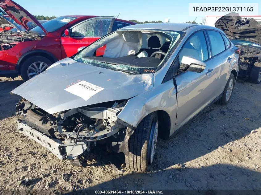 2016 Ford Focus Se VIN: 1FADP3F22GL371165 Lot: 40631464