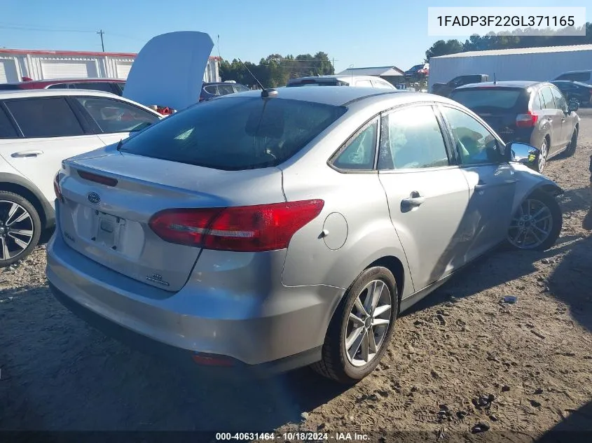 2016 Ford Focus Se VIN: 1FADP3F22GL371165 Lot: 40631464