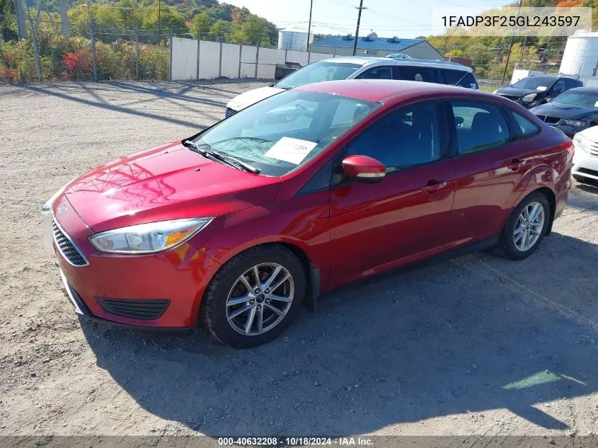 2016 Ford Focus Se VIN: 1FADP3F25GL243597 Lot: 40632208