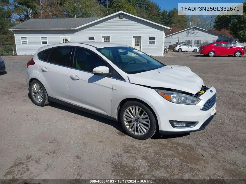 2016 Ford Focus Titanium VIN: 1FADP3N25GL332670 Lot: 40634183