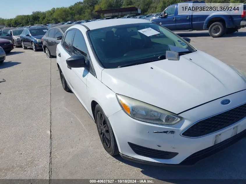 2016 Ford Focus S VIN: 1FADP3E28GL369244 Lot: 40637527