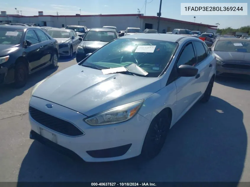 2016 Ford Focus S VIN: 1FADP3E28GL369244 Lot: 40637527