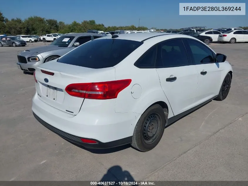 2016 Ford Focus S VIN: 1FADP3E28GL369244 Lot: 40637527