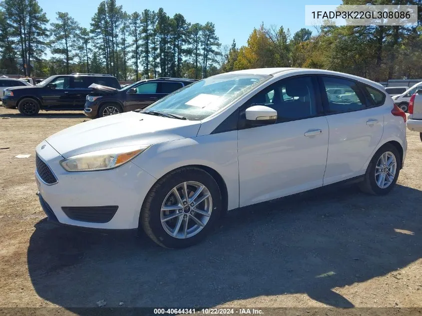 2016 Ford Focus Se VIN: 1FADP3K22GL308086 Lot: 40644341