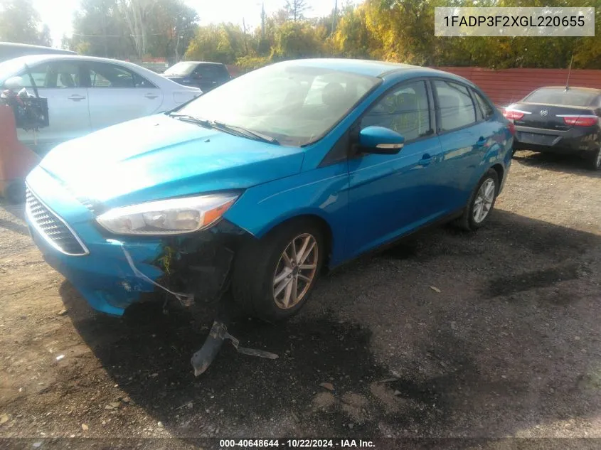 2016 Ford Focus Se VIN: 1FADP3F2XGL220655 Lot: 40648644