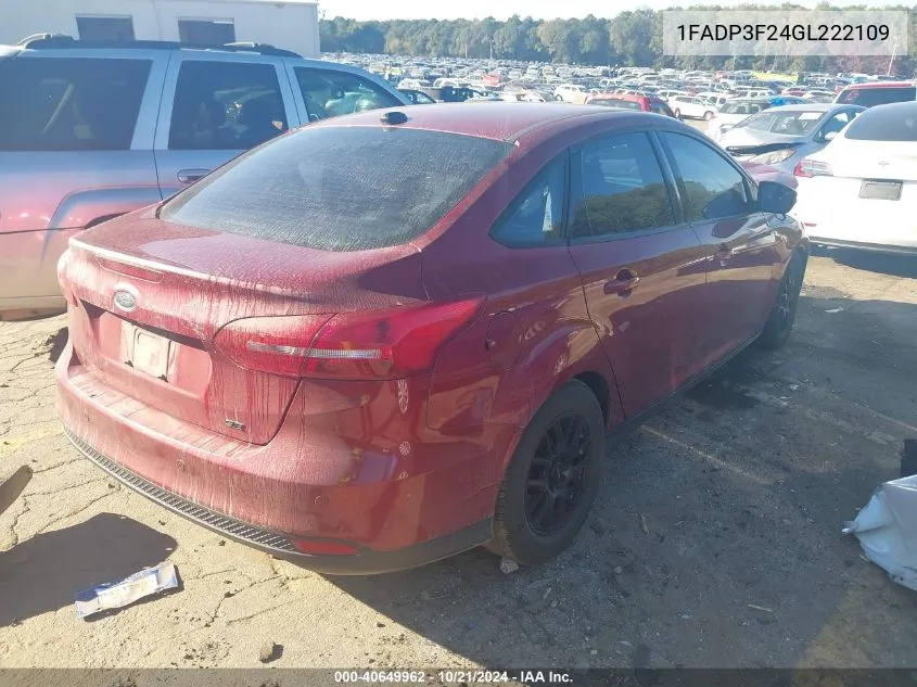 2016 Ford Focus Se VIN: 1FADP3F24GL222109 Lot: 40649962