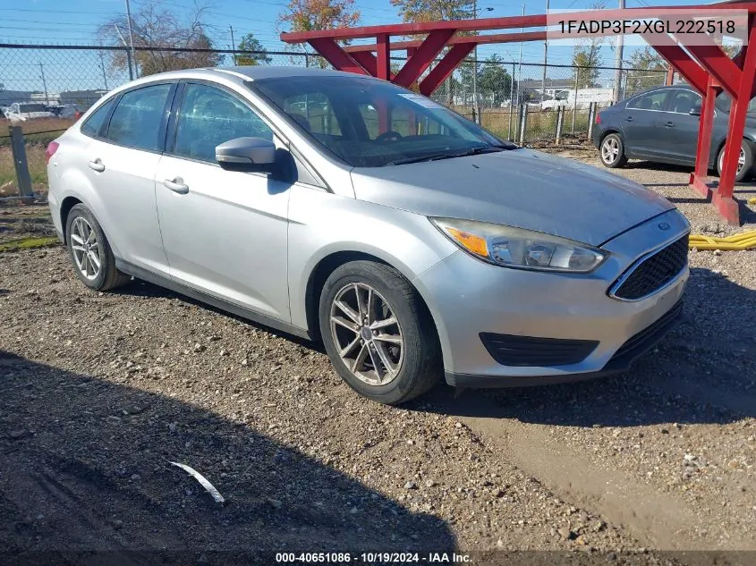 2016 Ford Focus Se VIN: 1FADP3F2XGL222518 Lot: 40651086