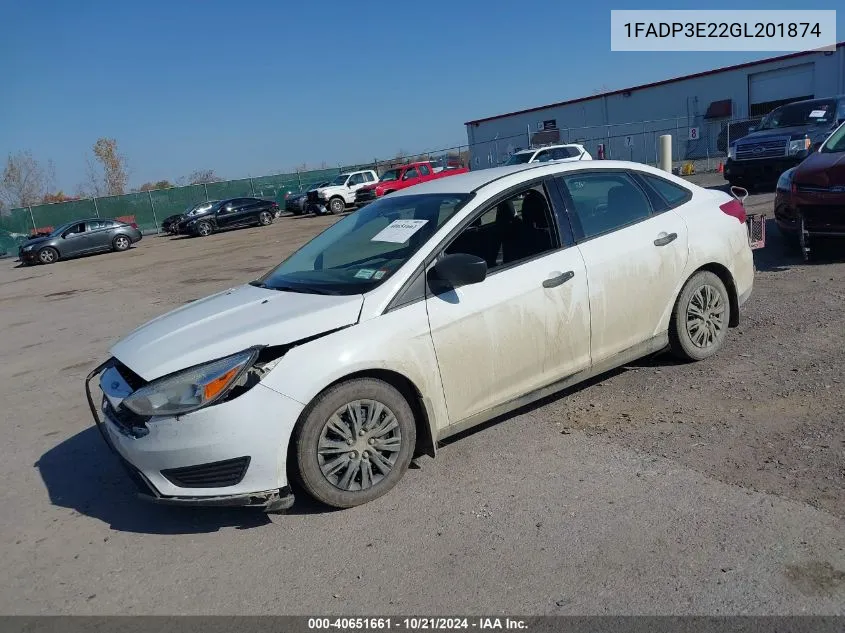 2016 Ford Focus S VIN: 1FADP3E22GL201874 Lot: 40651661