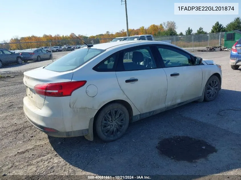 2016 Ford Focus S VIN: 1FADP3E22GL201874 Lot: 40651661