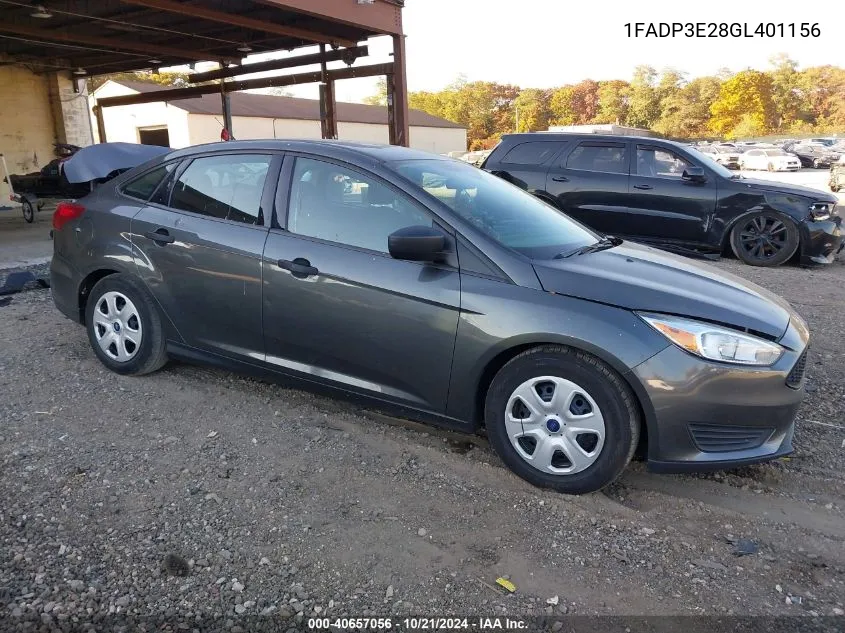 2016 Ford Focus S VIN: 1FADP3E28GL401156 Lot: 40657056