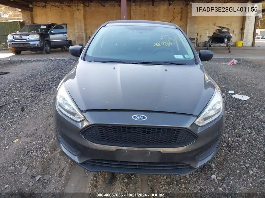 2016 Ford Focus S VIN: 1FADP3E28GL401156 Lot: 40657056