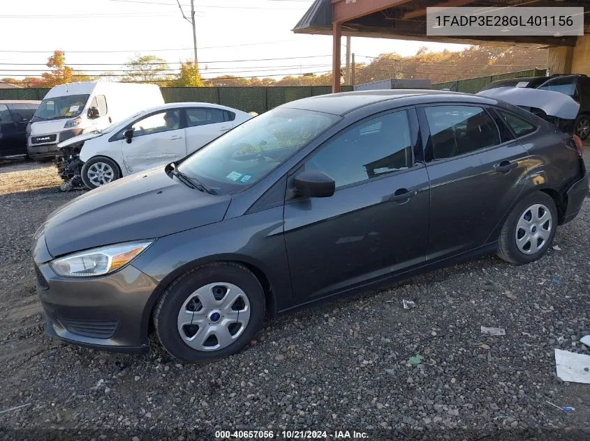 2016 Ford Focus S VIN: 1FADP3E28GL401156 Lot: 40657056