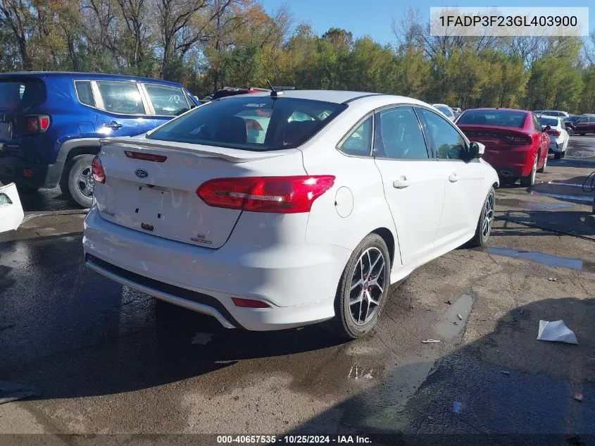 2016 Ford Focus Se VIN: 1FADP3F23GL403900 Lot: 40657535