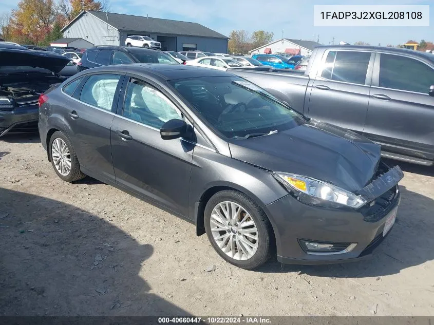 2016 Ford Focus Titanium VIN: 1FADP3J2XGL208108 Lot: 40660447