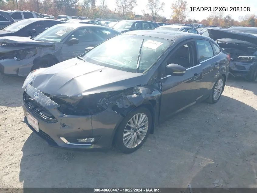 2016 Ford Focus Titanium VIN: 1FADP3J2XGL208108 Lot: 40660447