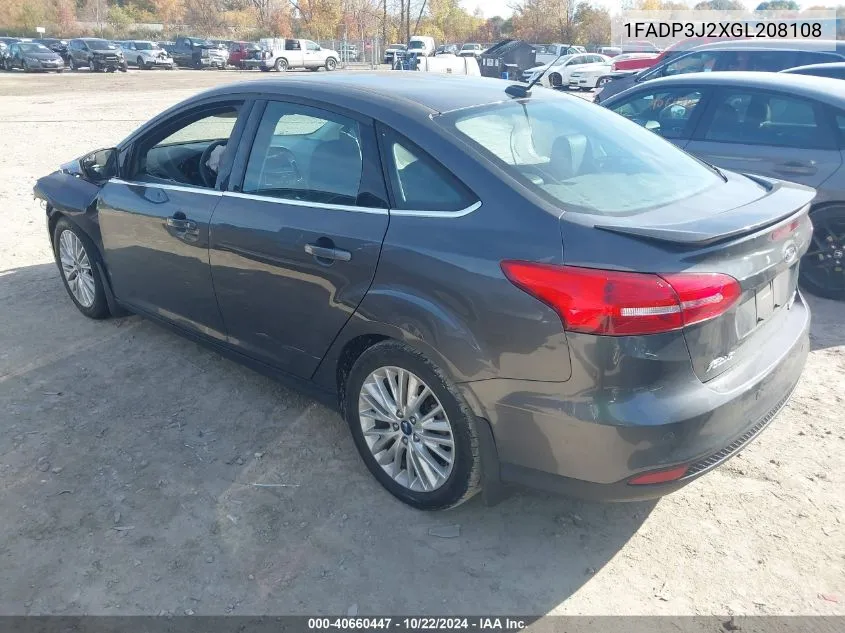 2016 Ford Focus Titanium VIN: 1FADP3J2XGL208108 Lot: 40660447