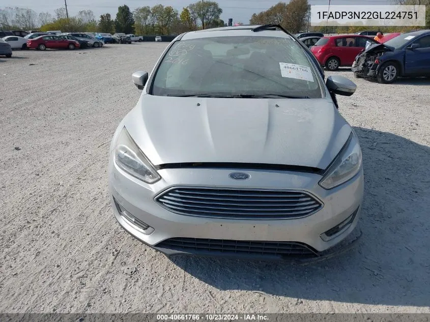 2016 Ford Focus Titanium VIN: 1FADP3N22GL224751 Lot: 40661766