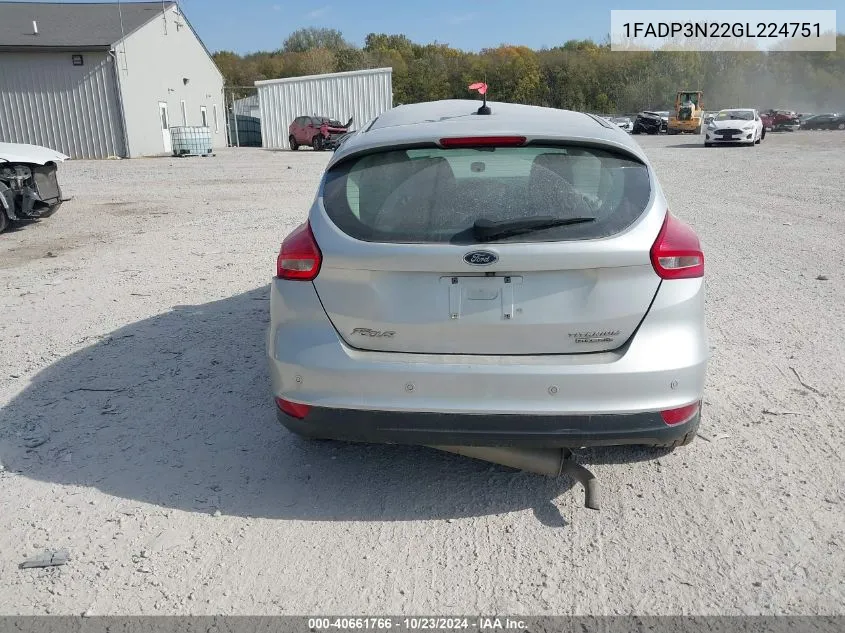 2016 Ford Focus Titanium VIN: 1FADP3N22GL224751 Lot: 40661766