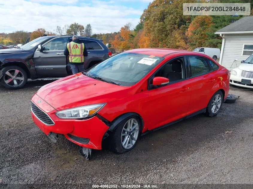 2016 Ford Focus Se VIN: 1FADP3F20GL284848 Lot: 40662052