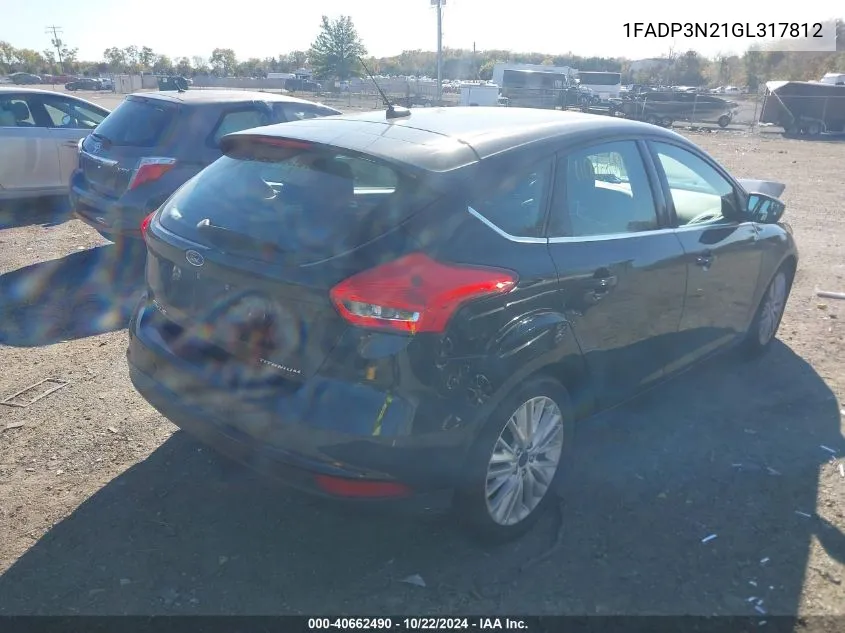 2016 Ford Focus Titanium VIN: 1FADP3N21GL317812 Lot: 40662490