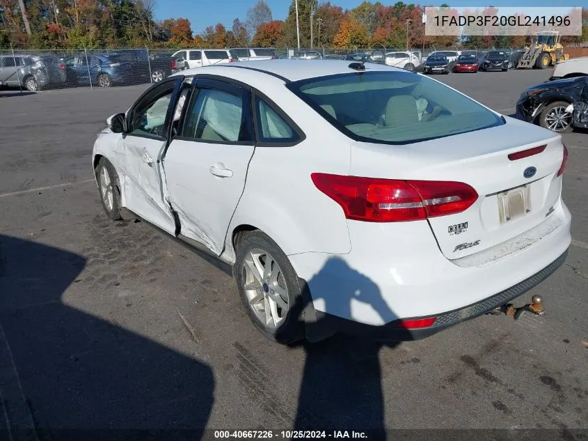 2016 Ford Focus Se VIN: 1FADP3F20GL241496 Lot: 40667226