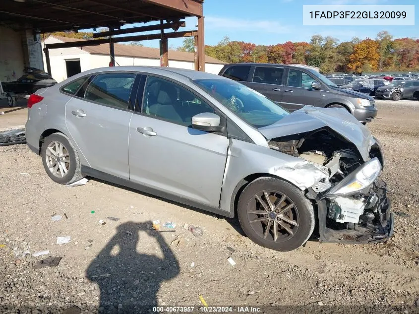 2016 Ford Focus Se VIN: 1FADP3F22GL320099 Lot: 40673957