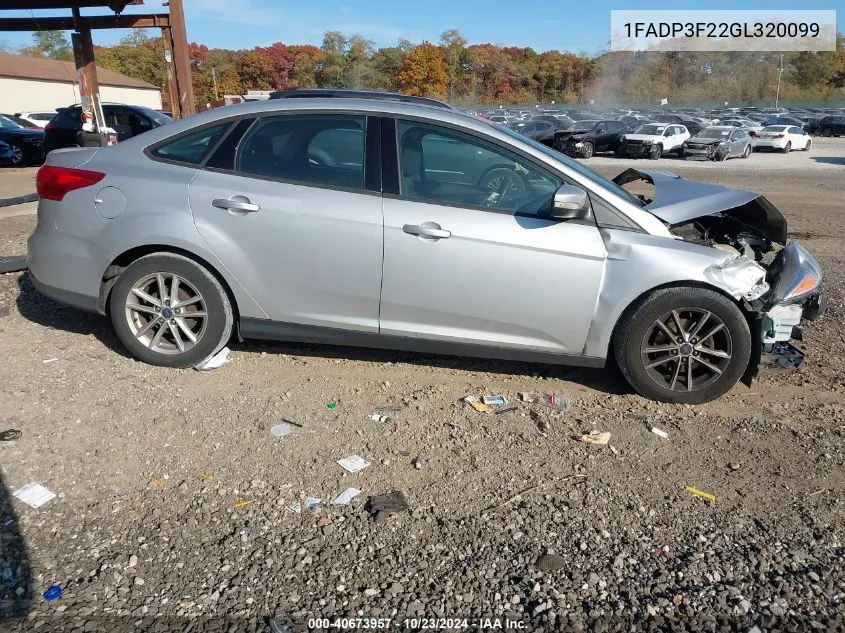 2016 Ford Focus Se VIN: 1FADP3F22GL320099 Lot: 40673957