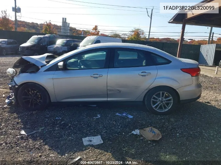 2016 Ford Focus Se VIN: 1FADP3F22GL320099 Lot: 40673957