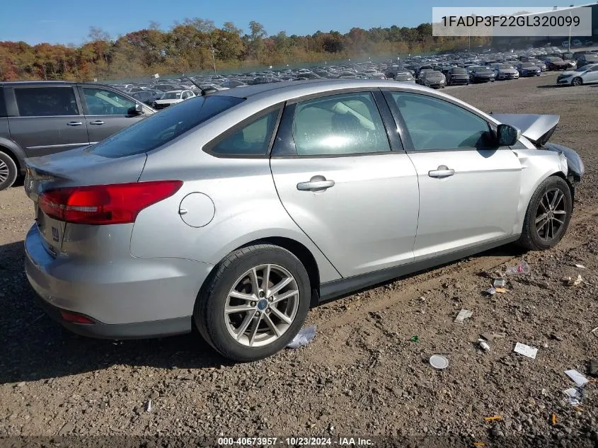 2016 Ford Focus Se VIN: 1FADP3F22GL320099 Lot: 40673957