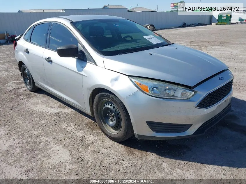 2016 Ford Focus S VIN: 1FADP3E24GL267472 Lot: 40681886