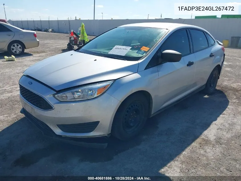 2016 Ford Focus S VIN: 1FADP3E24GL267472 Lot: 40681886