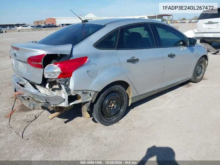 2016 Ford Focus S VIN: 1FADP3E24GL267472 Lot: 40681886