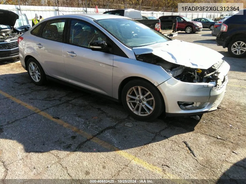 2016 Ford Focus Se VIN: 1FADP3F2XGL312364 Lot: 40683425