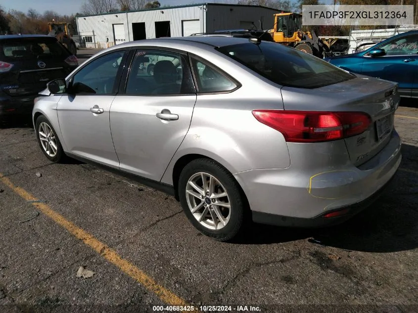 2016 Ford Focus Se VIN: 1FADP3F2XGL312364 Lot: 40683425