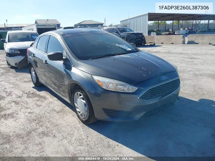 2016 Ford Focus S VIN: 1FADP3E26GL387306 Lot: 40684419