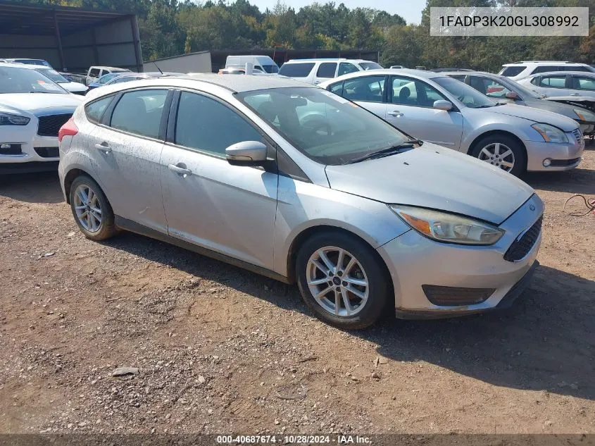 2016 Ford Focus Se VIN: 1FADP3K20GL308992 Lot: 40687674