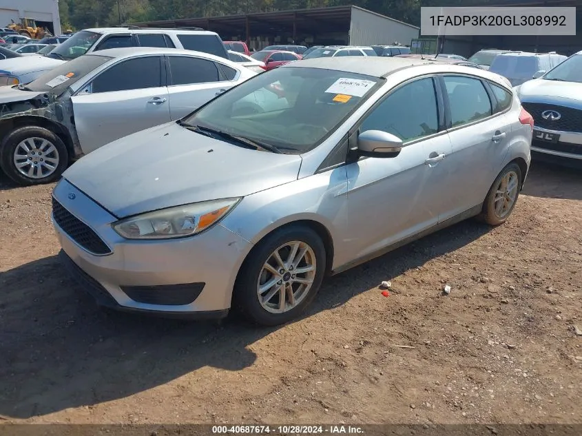 2016 Ford Focus Se VIN: 1FADP3K20GL308992 Lot: 40687674