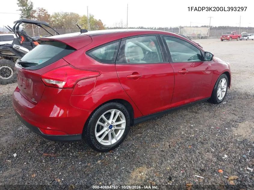 2016 Ford Focus Se VIN: 1FADP3K20GL393297 Lot: 40694763