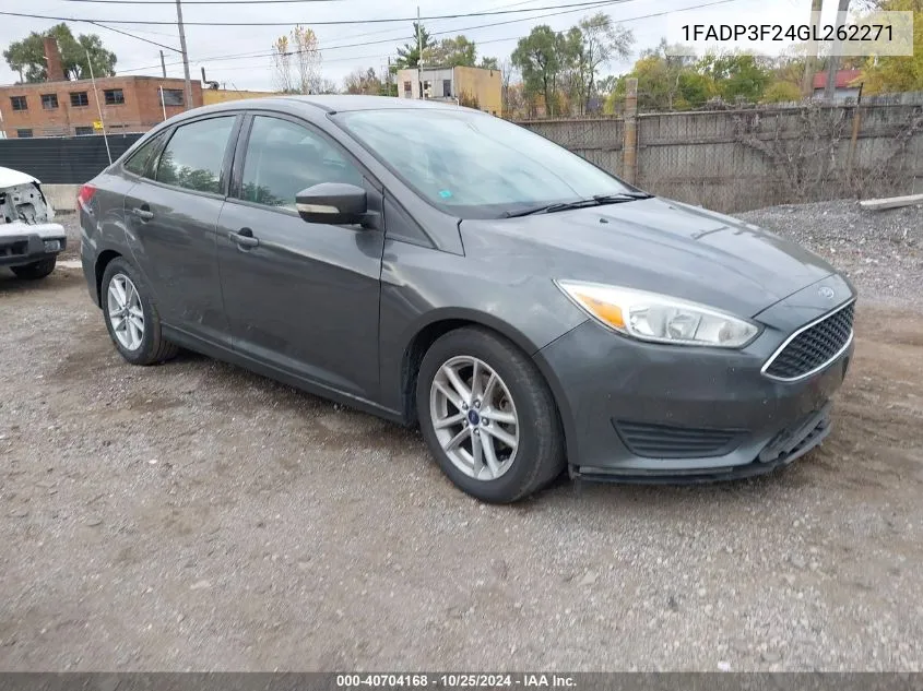 2016 Ford Focus Se VIN: 1FADP3F24GL262271 Lot: 40704168